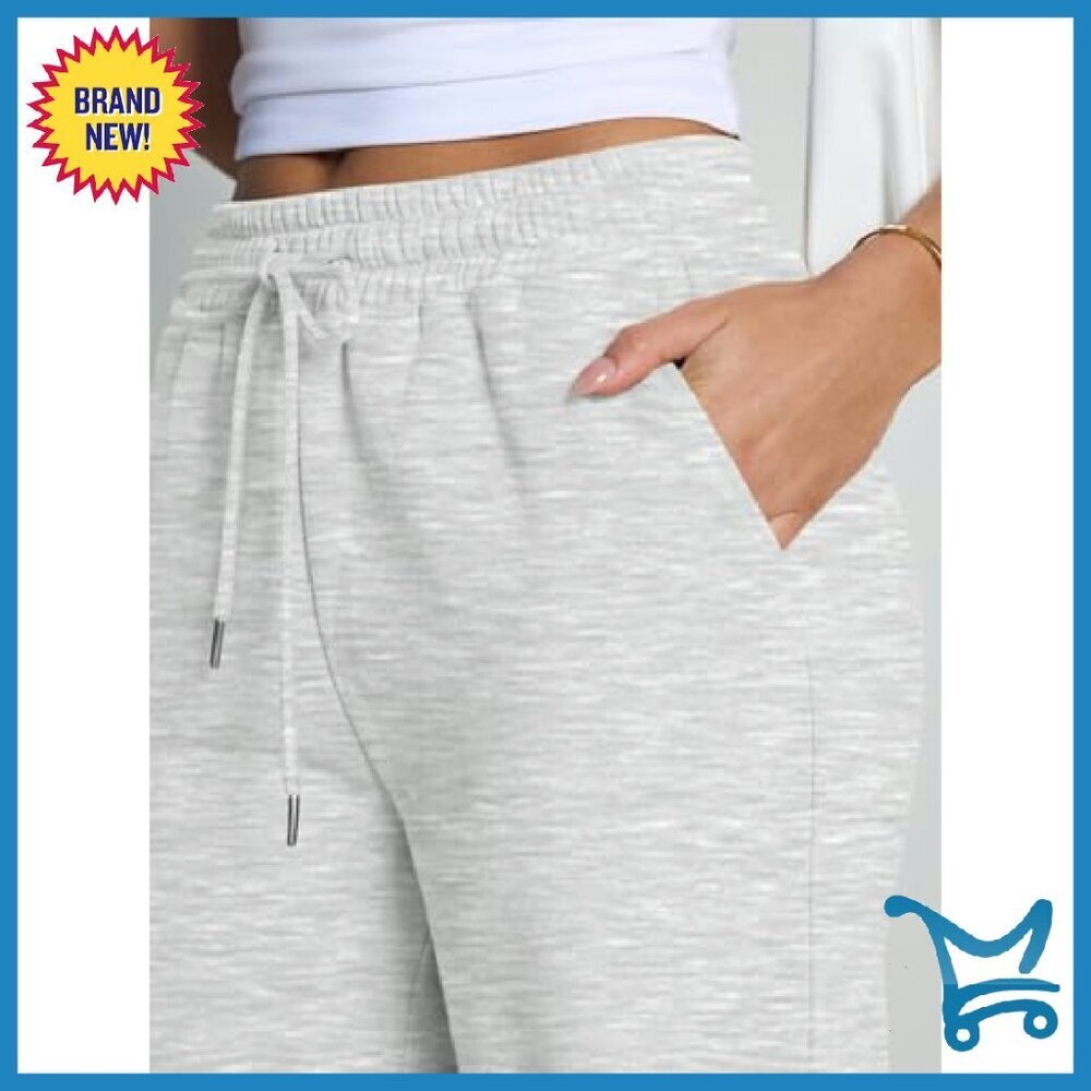 Fleece Lined Wide Leg Sweatpants High Waist Baggy Joggers Lounge Travel - Picture 6 of 7